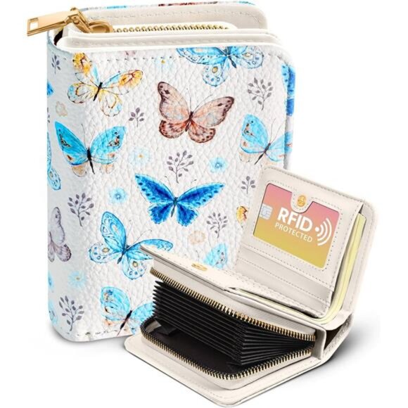 Handbags - Credit Card Holder Wallet for Women Blue Butterfly